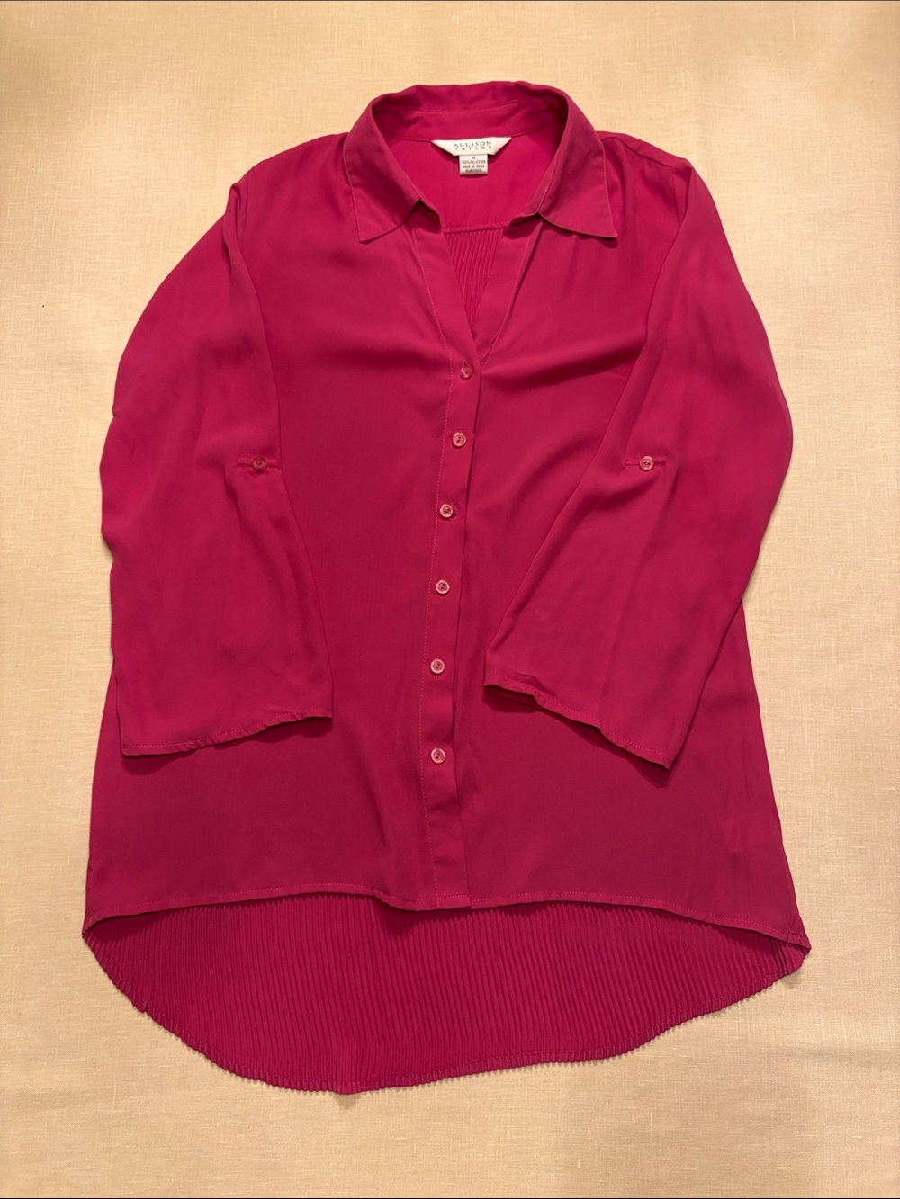 Allison Taylor Magenta Button-Front Tunic Blouse